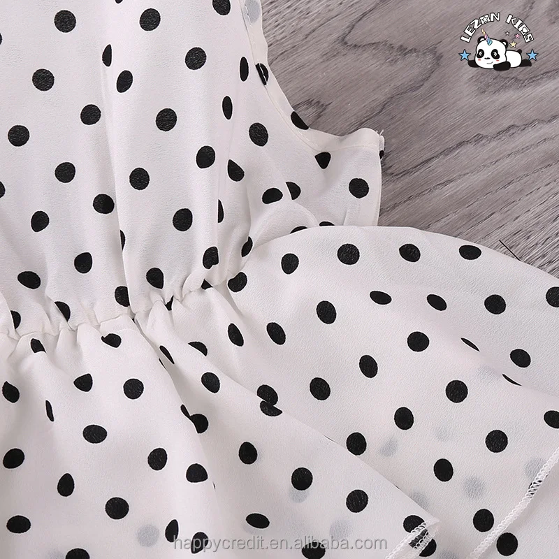 LEZONKIDS - Girls' Dresses O-Neck Knee-Length New Sprin Summer Children's Wear Polka Dot Sleeveless Princess Dress